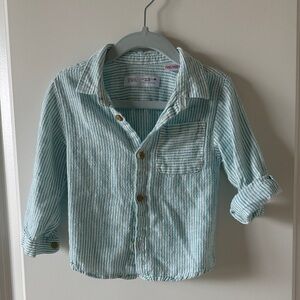 Zara Kids Teal Striped Button Down Shirt